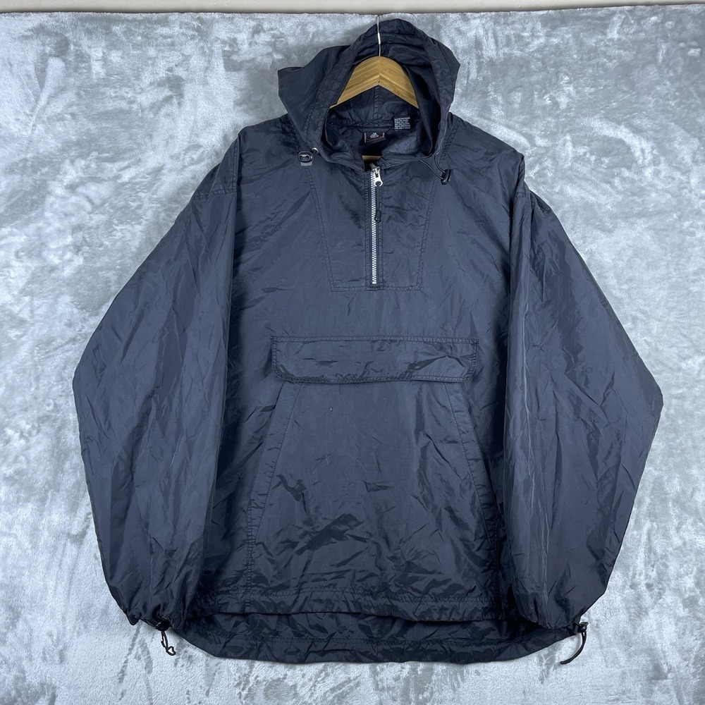 Vintage 90s Foot Locker Anorak Smock Jacket Mens Xl Black Ripstop GAP Style Y2K